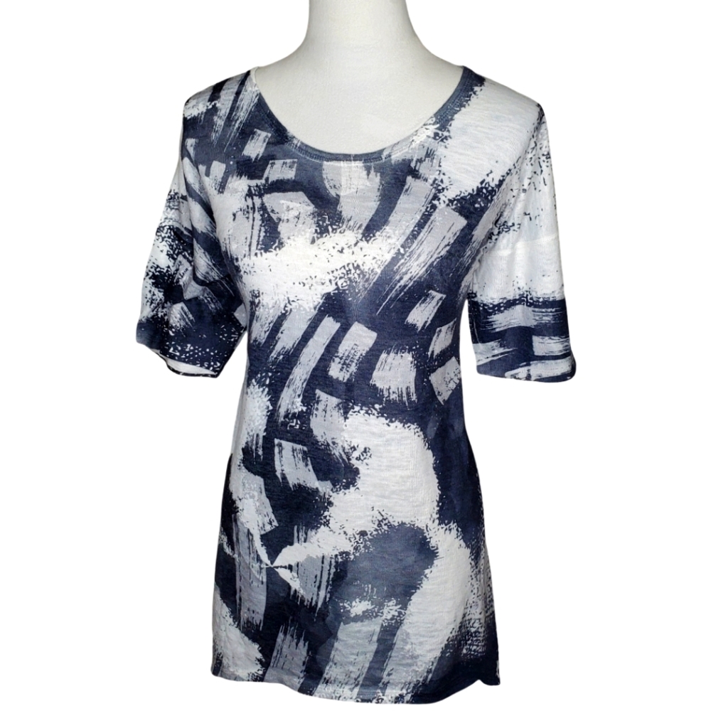 Et' Lois Gray, White & Black Abstract Print Tunic